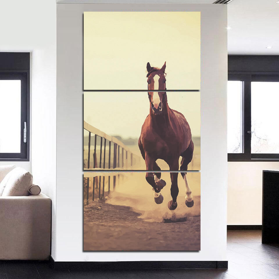 tableau cheval triptyque