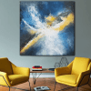 Art mural peinture abstraite bleue et jaune, peinture abstraite, peinture abstraite surdimensionnée