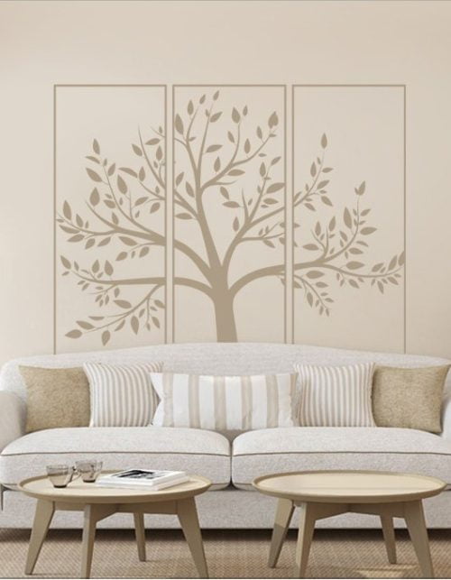 Sticker arbre triptyque pour décoration d’intérieur personnalisé